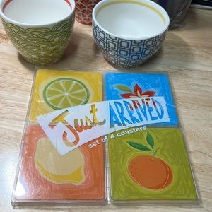 STARBUCKS Just Arrived Fruit Themed Coasters NEW - 2 sets